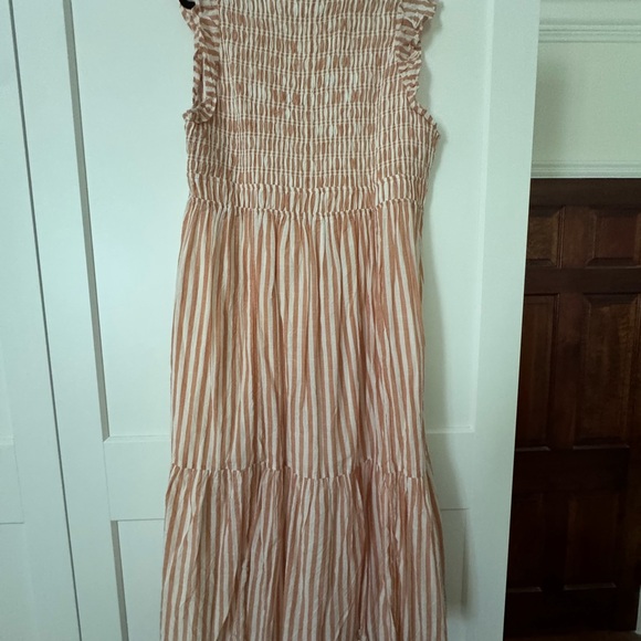 Anthropologie Striped Midi Dress in Pink and Cream - Picture 3 of 4